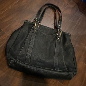 Womens Jones New York Genuine Pebbled Leather Shoulder Bag